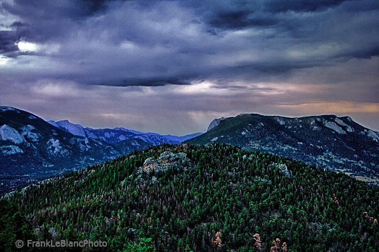 Summer Storm begins to clear over mountains in Rocky Mountain National Park.