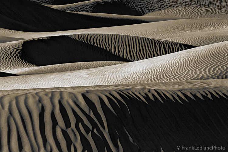 Mesquite Flat Dunes at sunset gives the viewer a limitless array of interchanging pattern and light. The interplay of light and...