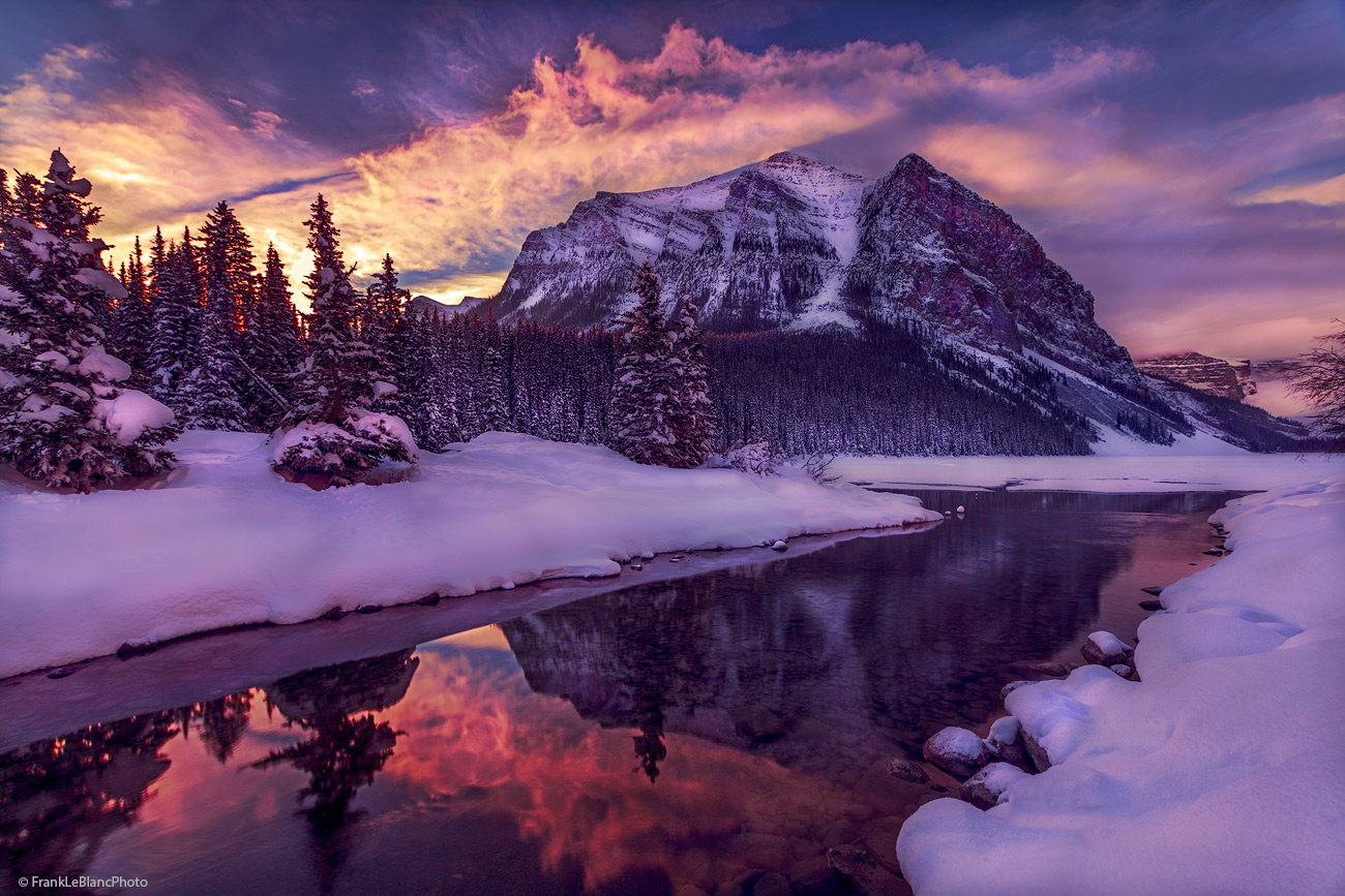 Warm sunlight penetrates a bitter cold January morning at this world renowned location in Alberta, Canada.&nbsp;