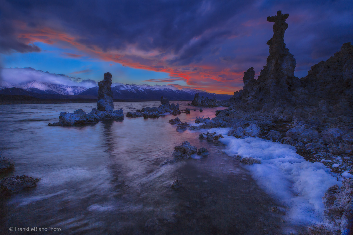 Storm clouds move off the high sierra and congregate over Mono Lake.